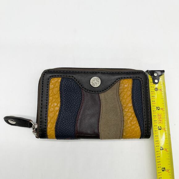 Relic Womens Wallet Patchwork Brown Yellow Navy Red Multi Textured 90s Y2K Retro - Picture 7 of 8